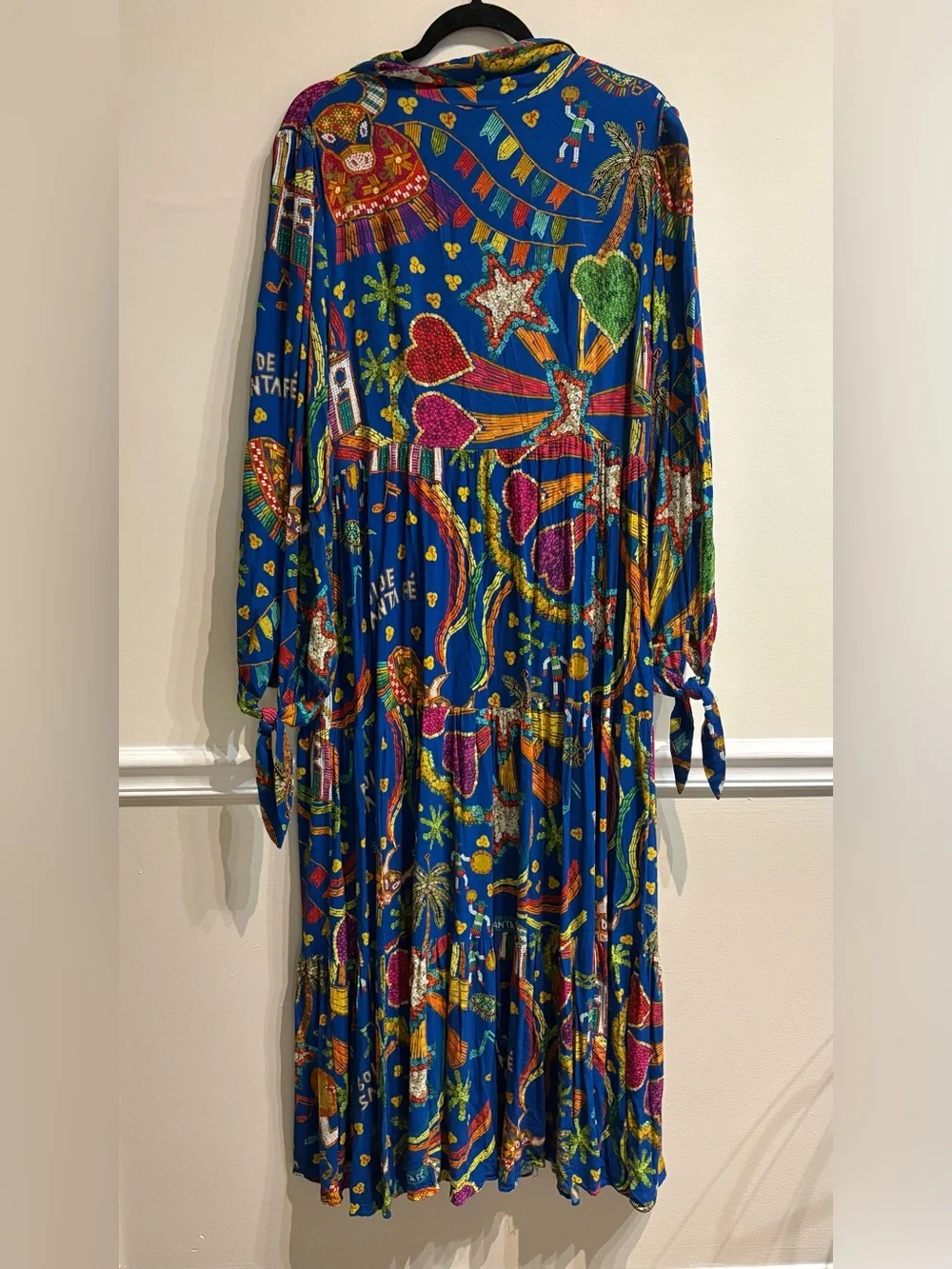 Farm Rio Boi de Santa Fé Blue Folk Party Maxi Dress XL - Picture 7 of 10